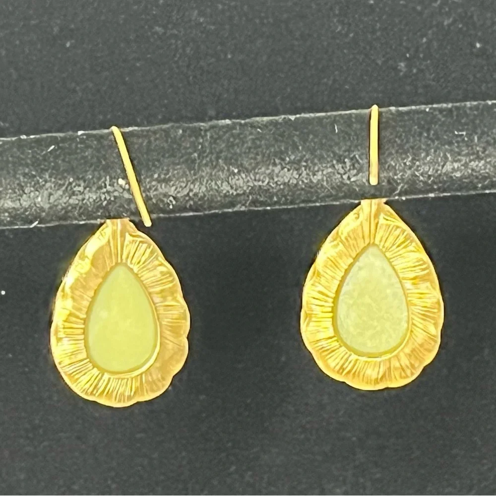 Fashion Drop Dangle Acrylic Deco Teardrop‎ Shape Pale Green Gold Hook Earrings